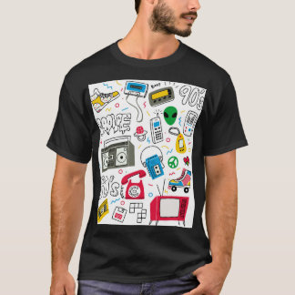 T-shirt Collection de doodle vintage des années 80 90.