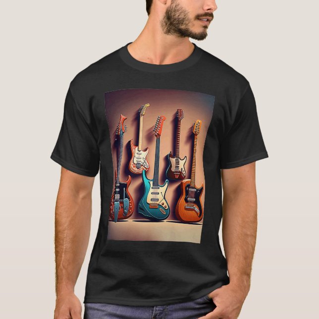 T-shirt Collection de guitares électriques Cool Guitares é (Devant)