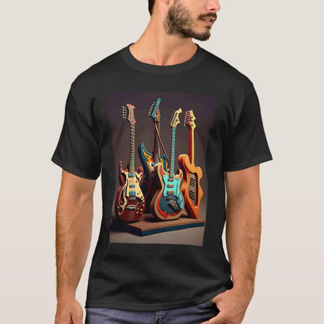 T-shirt Collection de guitares électriques Cool Guitares é (Devant)