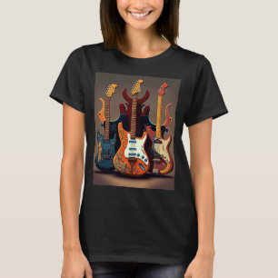 T-shirt Collection de guitares électriques Cool Guitares é