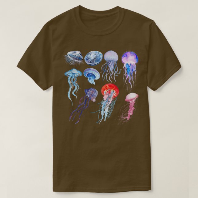 T-shirt collection de méduses aquarelle (Design devant)