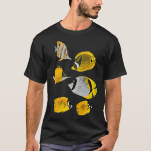 T-shirt Collection de poissons-papillons jaunes tropicaux