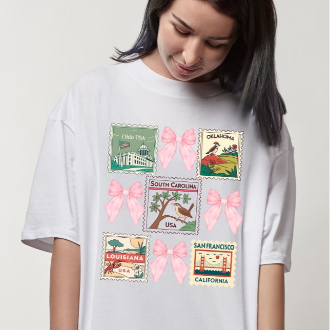 T-shirt Collection de timbres Coquette des États d'Amériqu (Créateur téléchargé)