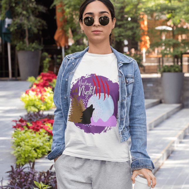 T-shirt Collection de timbres d'Halloween "Howling Night" (Halloween Stamp collection - Howling Night T-shirt design from The Beekeeper Store)