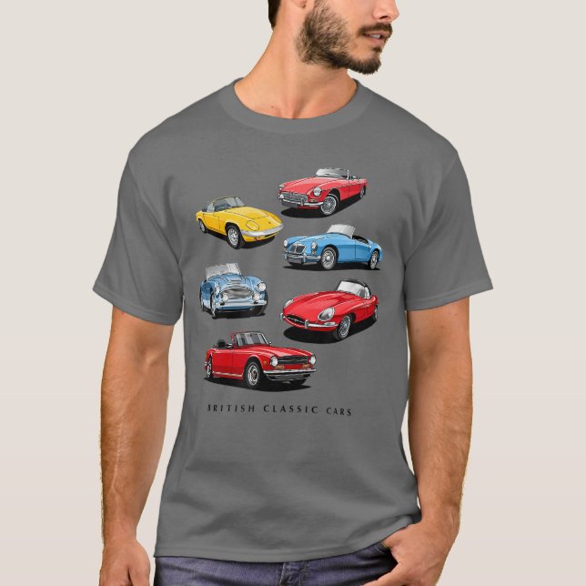 T-shirt Collection de voitures de sport classiques britann (Devant)