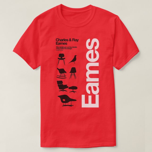 T-shirt Collections des chaises Eames (Design devant)