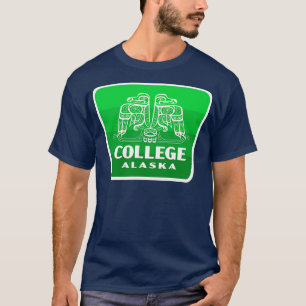 T-shirt College Alaska Retro Bird Badge Vert
