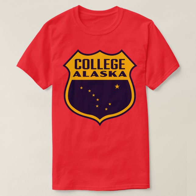T-shirt College Alaska Retro Shield jaune (Design devant)