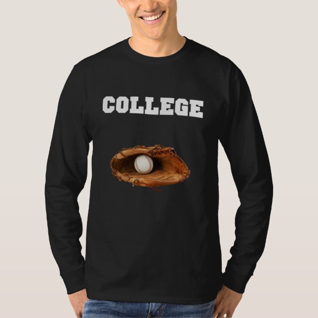 T-shirt College Baseball un gant de baseball et balle (Devant)