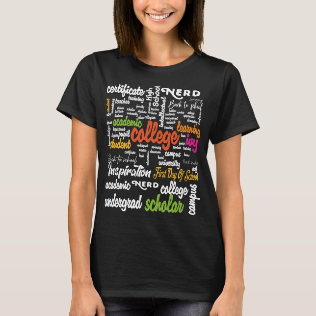 T-shirt College Education Word Cloud motifs (Devant)