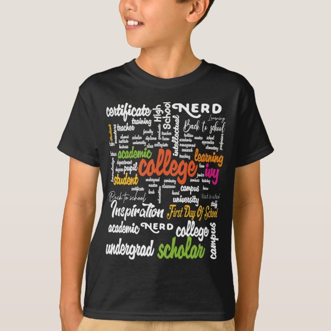 T-shirt College Education Word Cloud motifs (Devant)