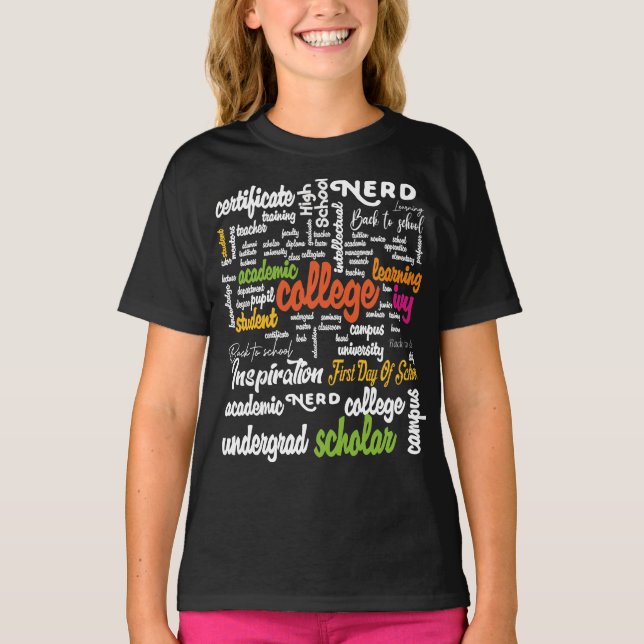 T-shirt College Education Word Cloud motifs (Devant)
