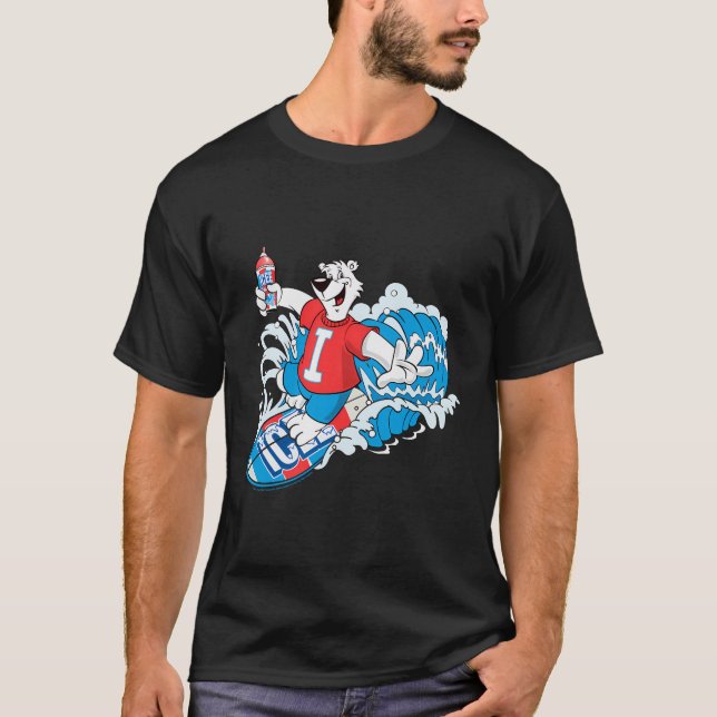 T-shirt Collegiate de surfeur d'ours de glace (Devant)