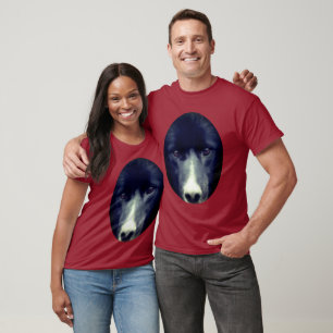 T-shirt Collie Bordure Noire Face Chien