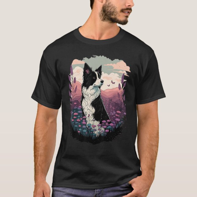 T-shirt Collie chien à la frontière Collie à la frontière (Devant)