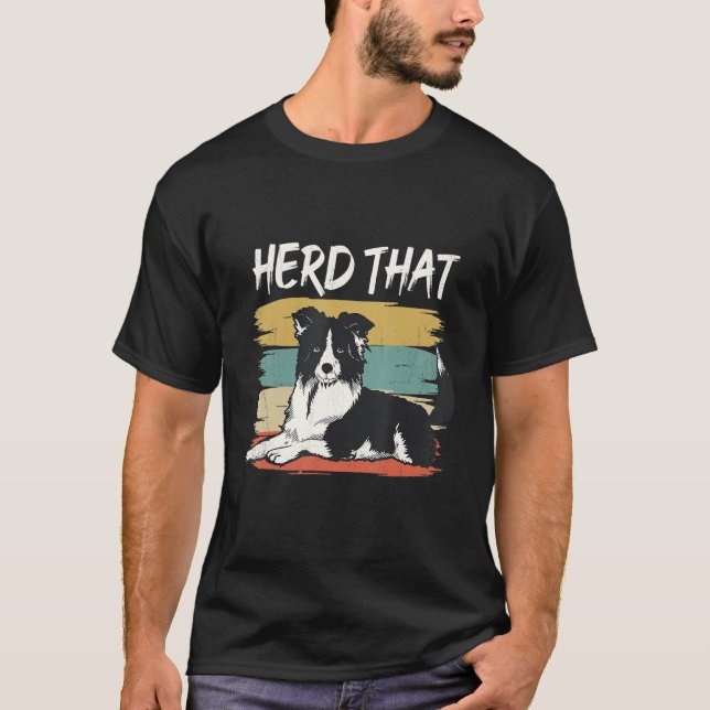 T-shirt Collie de bordure de chien (Devant)