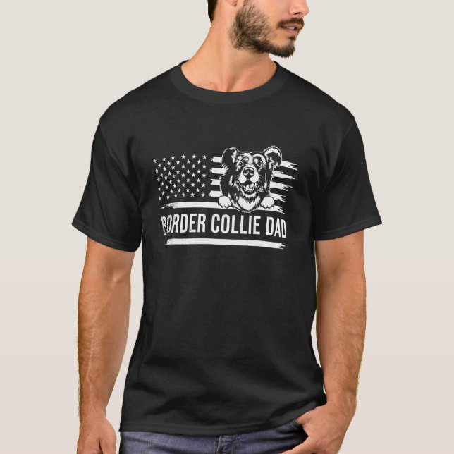T-shirt Collie de la frontière chien DAD propriétaire de c (Devant)