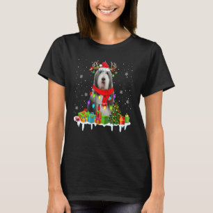 T-shirt Collie de Noël Porté de Noël Lumières Père Noël Re