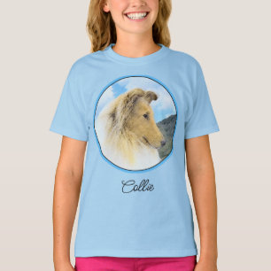 T-shirt Collie en Montagne (Rough) Peinture - Chien Art T-