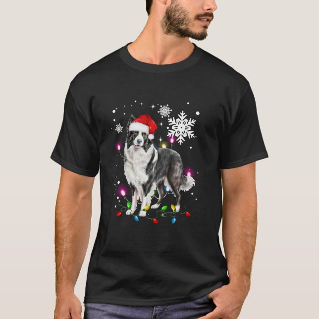 T-shirt Collie frontière Arbre de Noël Pyjama léger Fronti (Devant)