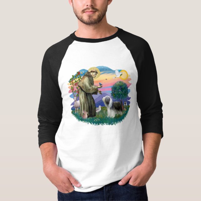 T-shirt Collie hérissée (blanc ardoise) (Devant)