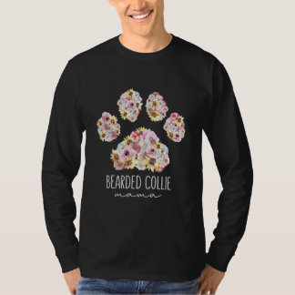 T-shirt Collie Mama Floral Paw Dog Maman