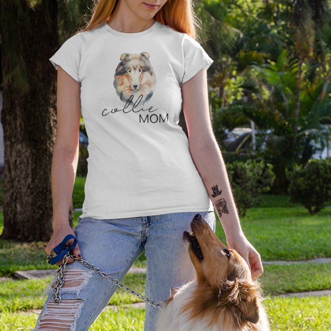 T-shirt Collie Mom Cute Amoureux des chiens d'aquarelle (Créateur téléchargé)