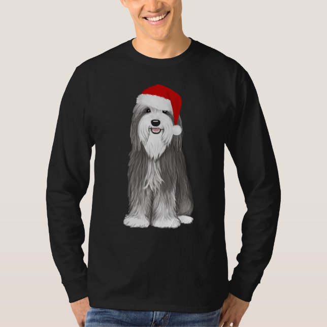 T-shirt Collie Père Noël Chien Noël Vacances (Devant)