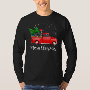 T-shirt Collie Rouge Camion de Noël Arbre de Noël Chien de