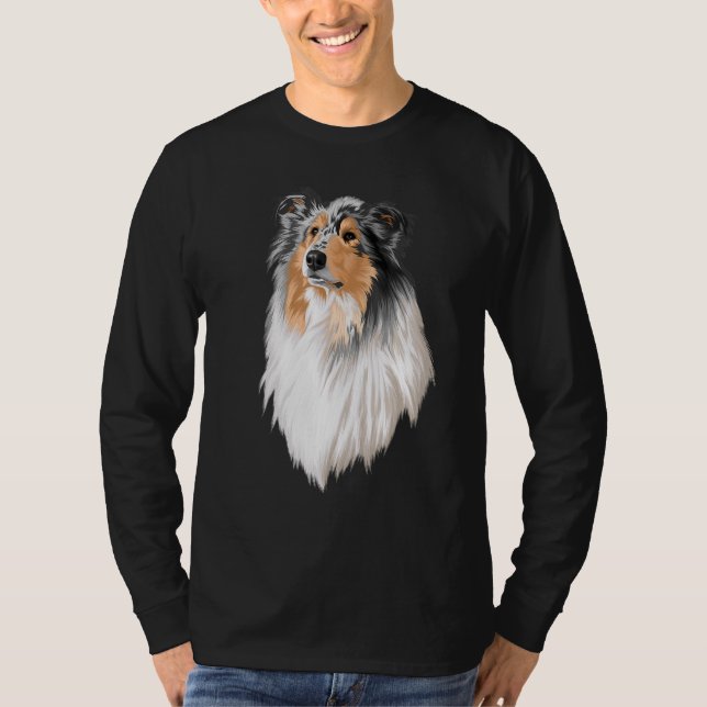T-shirt Collie Rough Collie Joli Chien Long Cheveux (Devant)