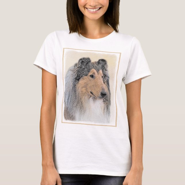 T-shirt Collie (Rough) Peinture - Cute Original Chien Art (Devant)