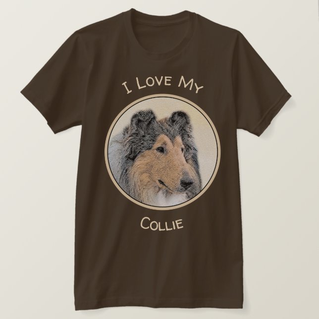 T-shirt Collie (Rough) Peinture - Cute Original Dog Art (Design devant)