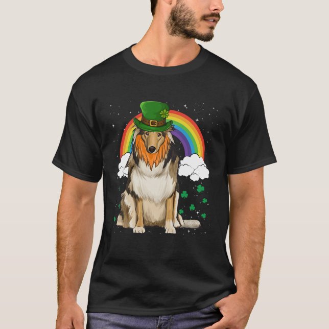 T-shirt Collie St Patricks Day Leprechaun (Devant)