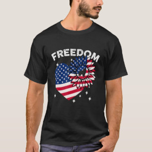 T-shirt Collie Sunflower Heart American Flag Freedom
