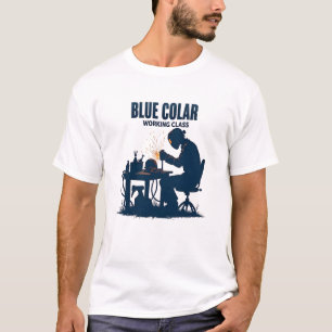 T-shirt Collier bleu Classe de travail Soudage Fierté Tee