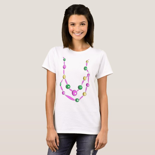 T-shirt Collier de perles de Mardi Gras (Devant entier)
