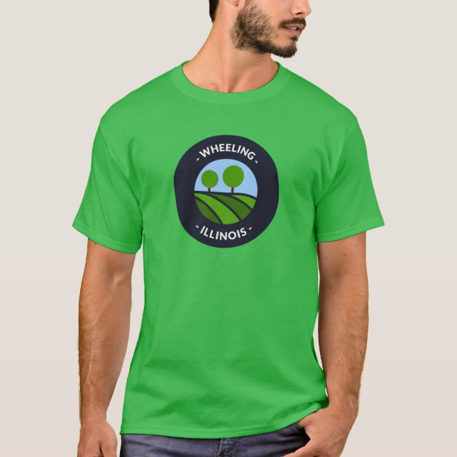 T-shirt Collines et arbres de Wheeling Illinois surdimensi (Devant)