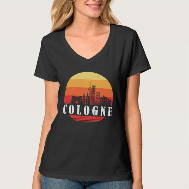 T-shirt Cologne Skyline in Retro Vintage Style (Devant)