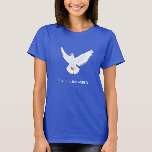 T-Shirt Colombe de la Paix avec Texte Modifiable (Devant)