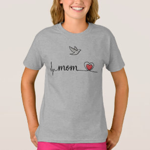 T-shirt Colombe de la Paix Élégante Maman Battement de Cœu