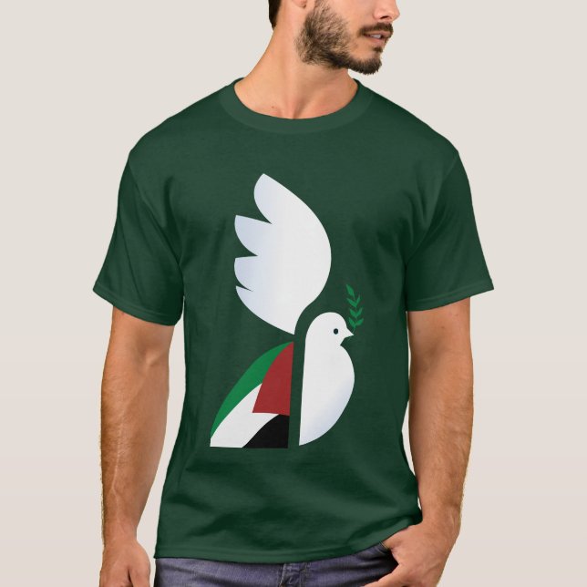 T-shirt colombe de paix avec le drapeau palestinien (Devant)