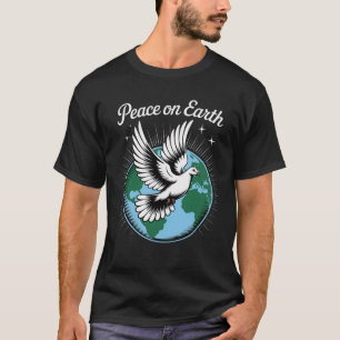 T-shirt Colombe et globe de la foi de Noël Paix sur Terre
