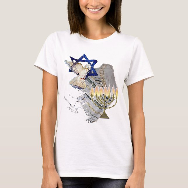 T-shirt Colombe, Tallit et Menorah B (Devant)