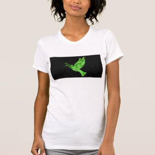 T-shirt colombe verte avec branche d'olivier sur arrière -