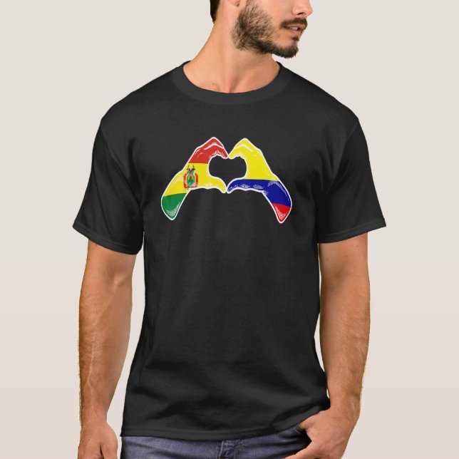 T-shirt Colombia Bolivia Flag Colombian Bolivian Heart (Devant)