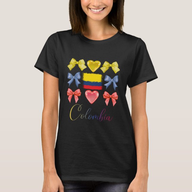 T-shirt Colombia Bow Colombian Flag Souvenir Hispanic Heri (Devant)
