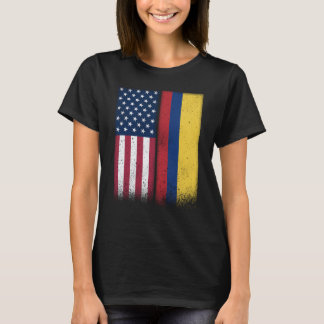 T-shirt Colombia Colombian American Flags Proud USA Colomb