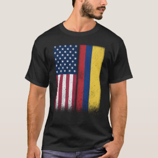 T-shirt Colombia Colombian American Flags Proud USA Colomb