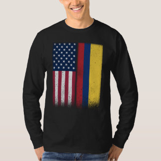 T-shirt Colombia Colombian American Flags Proud USA Colomb