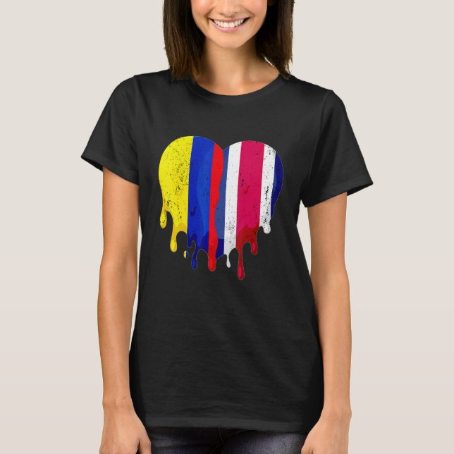 T-shirt Colombia Costa Rica Flag Heart Citizen Grown Patri (Devant)